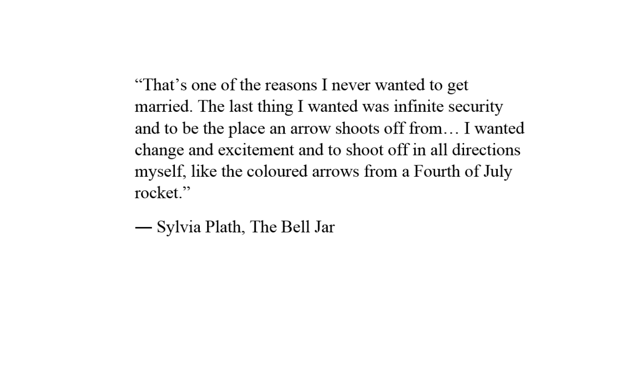 The Bell Jar text written by Sylvia Plath. 
